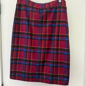 Renee C. Red and Blue Plaid Pencil Skirt